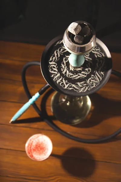 Harmful habit of smoking a hookah in a bar for relaxation concept. — 스톡 사진