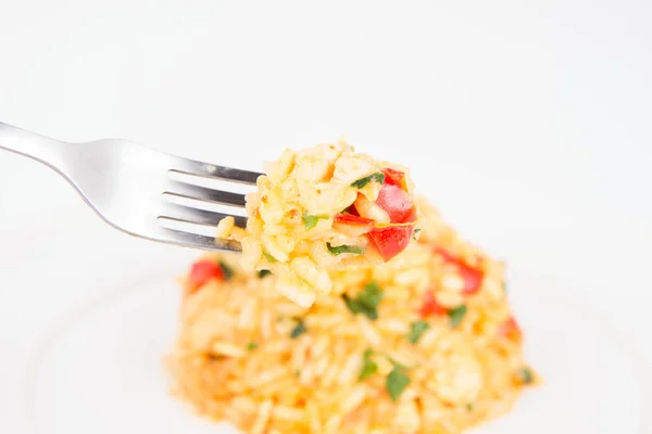 Risotto mangiato con una forchetta — Foto Stock