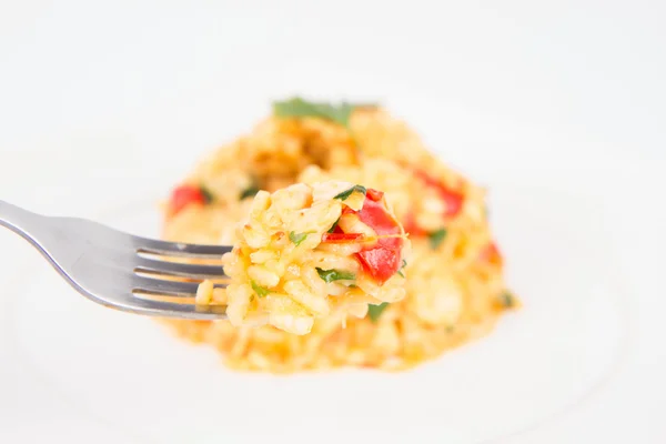 Risotto mit Gabel gegessen — Stockfoto