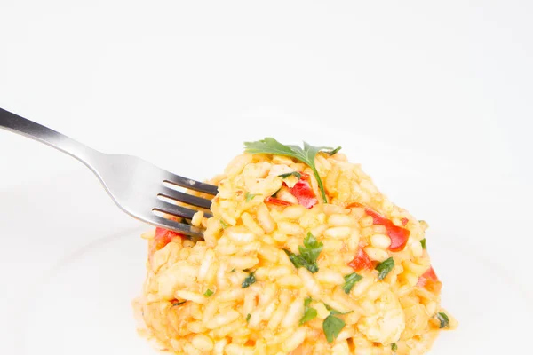 Risotto som äts med en gaffel — Stockfoto