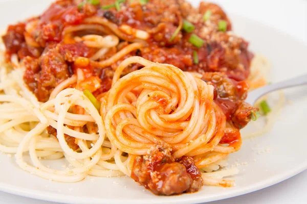 Pasta mangiata con una forchetta — Foto Stock