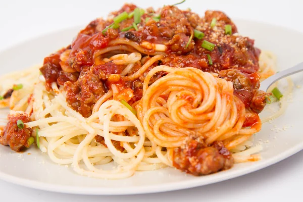 Pasta gegeten met een vork — Stockfoto