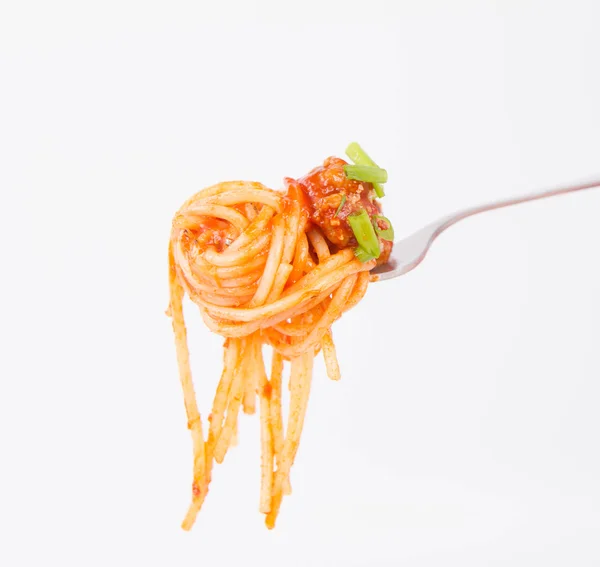 Pasta på en gaffel — Stockfoto