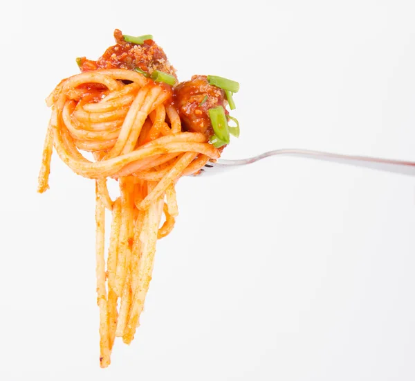 Macarrão em um garfo — Fotografia de Stock