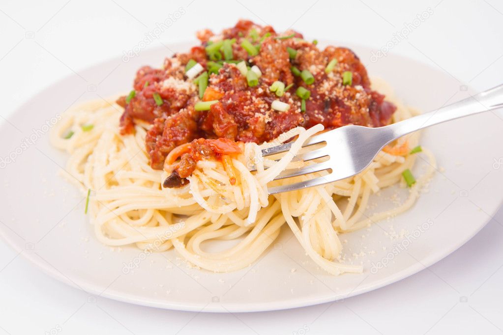 Pasta eaten with a fork