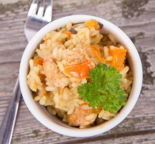 Risotto mit Huhn — Stockfoto