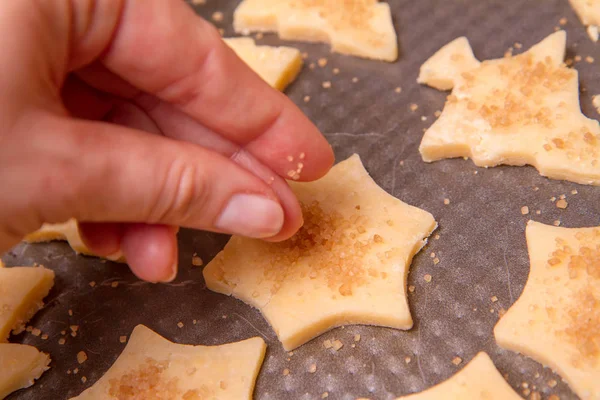 Préparation Biscuits Noël Décorer Avec Sucre — Photo