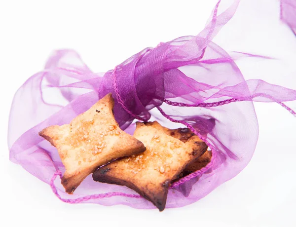 Cookies Bedekt Met Suiker Verpakt Als Een Geschenk — Stockfoto