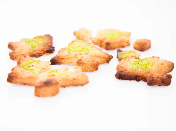 Árbol Navidad Forma Galletas Sobre Fondo Blanco — Foto de Stock