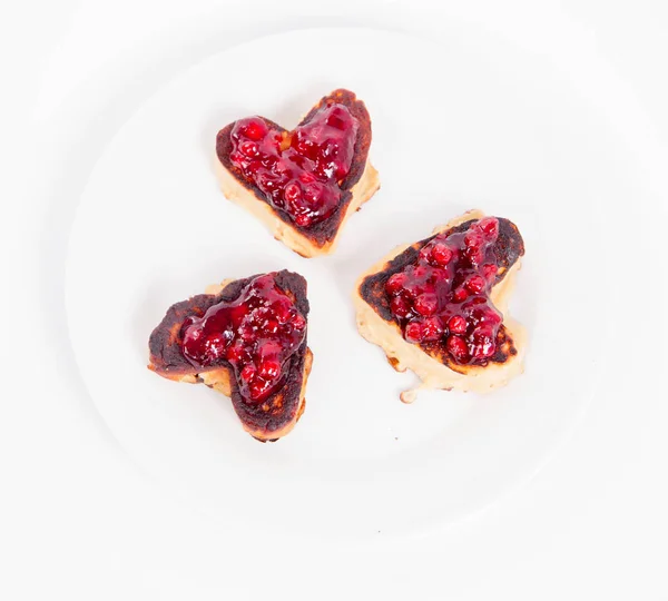 Heart shaped pancakes — Stock Photo, Image