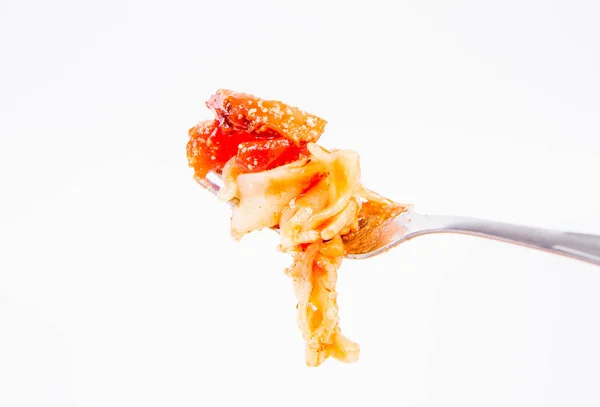 Pasta på gaffeln — Stockfoto