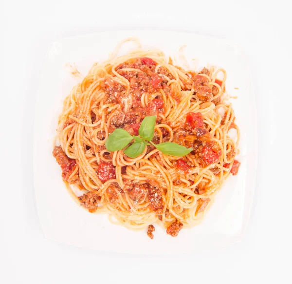Spaghetti Bolognese gegessen — Stockfoto