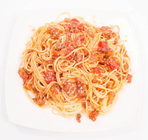 Espaguetis Boloñés sobre blanco —  Fotos de Stock