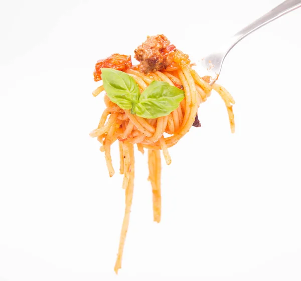 Çatallı spagetti bolonez. — Stok fotoğraf