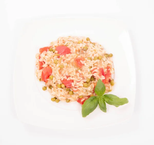 Risotto com tomate e ervilha — Fotografia de Stock