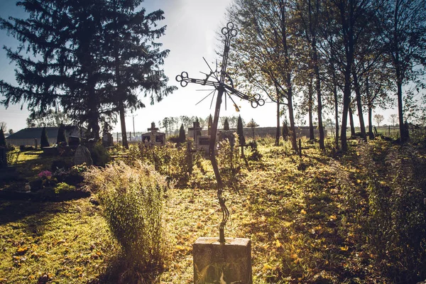 Old Cemetery Sunny Autumn Day — Stock Photo, Image