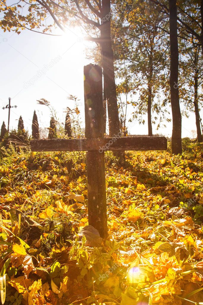 Old cross at a cemetery