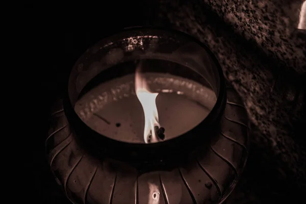 Una Candela Cimitero — Foto Stock