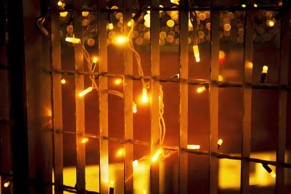 Světla Vánoční Jarmark Zblízka — Stock fotografie