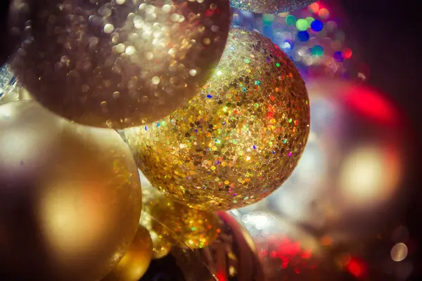 Bolas Natal Luzes Perto — Fotografia de Stock
