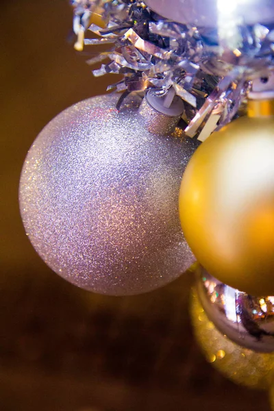 Christmas Balls Lights Close — Stock Photo, Image