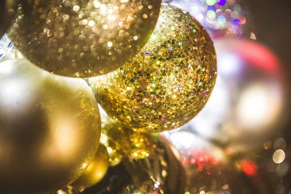 Bolas Luces Navidad Primer Plano — Foto de Stock