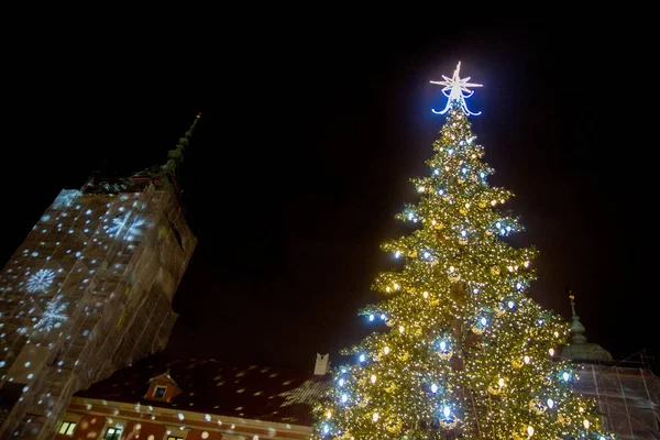 Weihnachtsbaum Auf Dem Burgplatz Warschau — Stockfoto