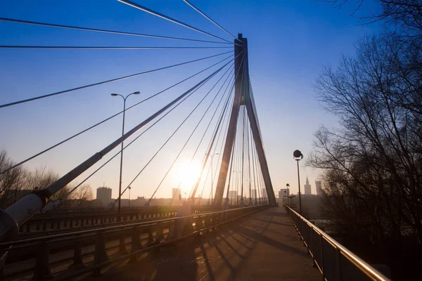 Панорама Міста Варшава Видно Святого Хреста Міст Witokrzyski Bridge — стокове фото