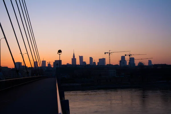 Panorama Över Warszawa City Sett Från Bron Heliga Korset Witokrzyski — Stockfoto