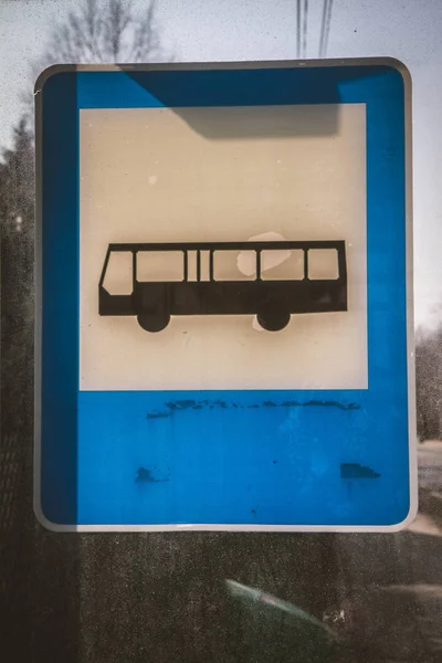 Sinal Ônibus Close — Fotografia de Stock