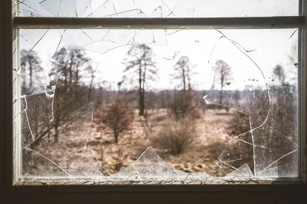 Fragmentos Vidrio Una Ventana Rota —  Fotos de Stock