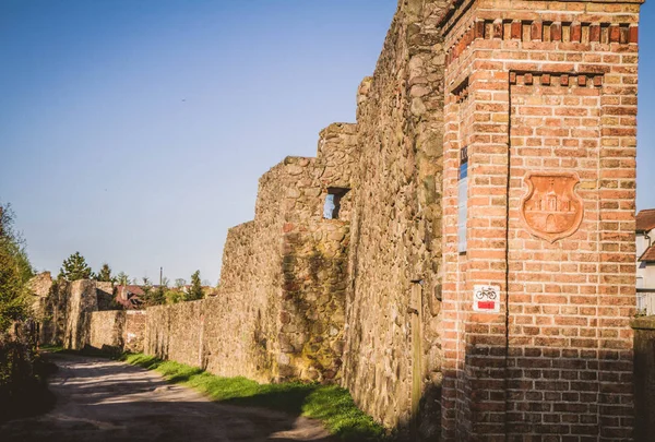 Xiii Talet Defensiva Vägg Staden Strzelce Krajenskie Västra Polen Med — Stockfoto