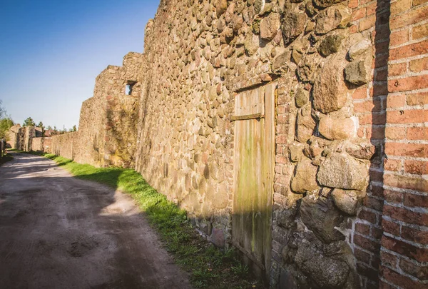 Mura Difensive Del Xiii Secolo Nella Città Strzelce Krajenskie Polonia — Foto Stock