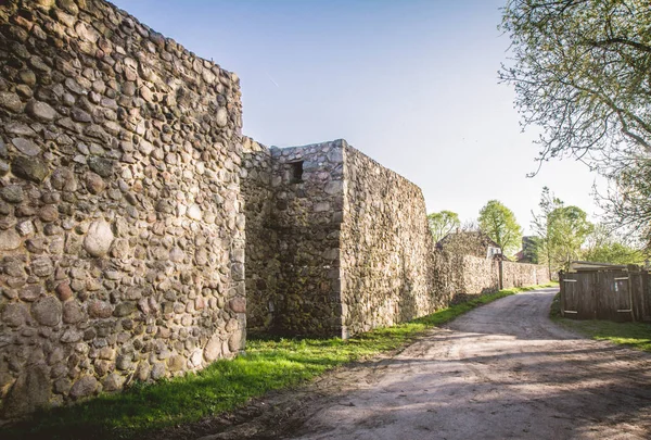 Mura Difensive Del Xiii Secolo Nella Città Strzelce Krajenskie Polonia — Foto Stock