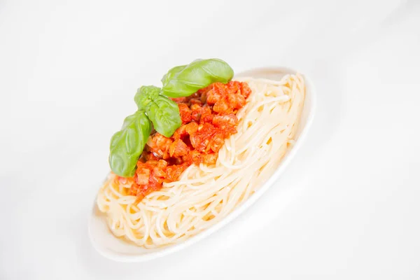 Spaghetti Bolognese White Background — Stock Photo, Image