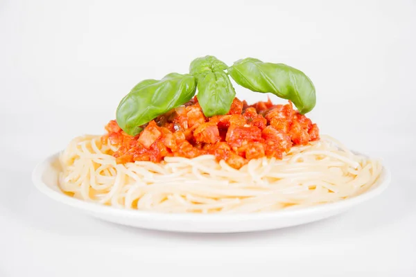 Spaghetti Bolognese White Background — Stock Photo, Image