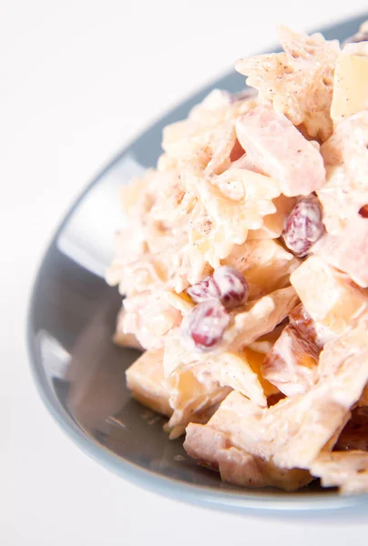 Salada Macarrão Com Queijo Presunto Feijão Maionese — Fotografia de Stock