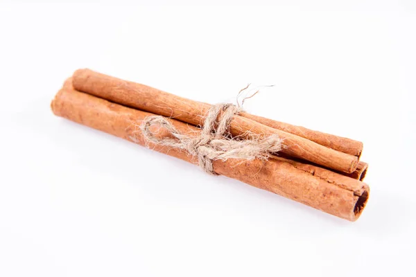 Cinnamon Sticks Tied Jute Twine White Background — 스톡 사진