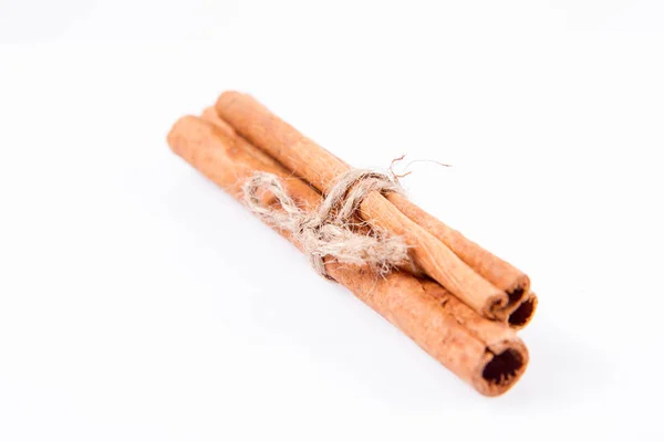 Cinnamon Sticks Tied Jute Twine White Background — 스톡 사진