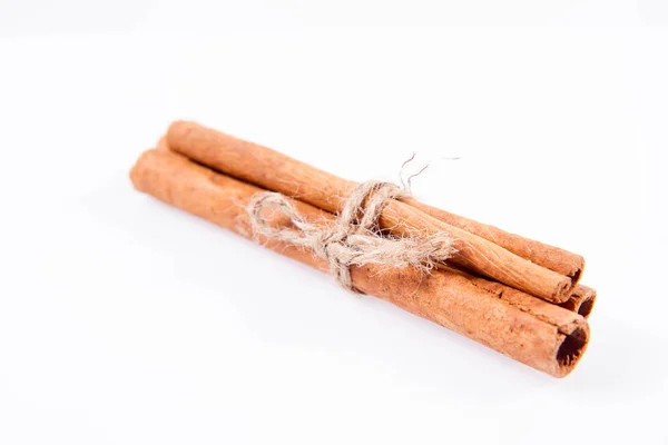 Cinnamon Sticks Tied Jute Twine White Background Stock Image