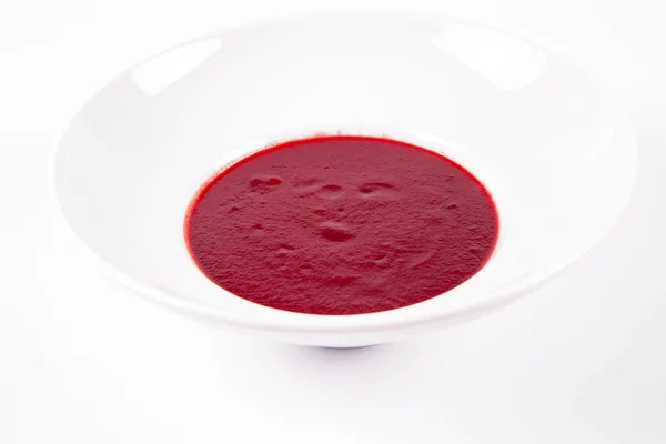 Beetroot Cream Soup Plate White Background — ストック写真