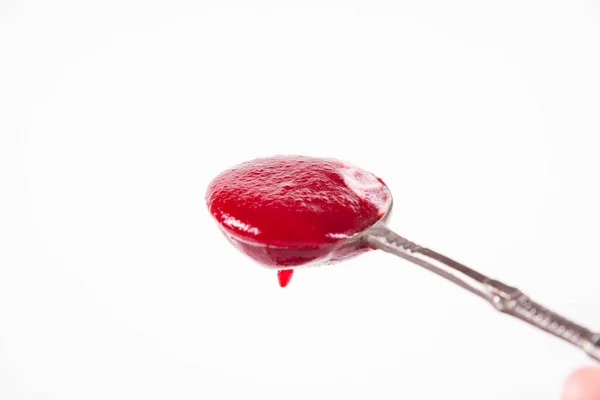 Krémová Polévka Červené Řepy Jogurtem Slunečnicovými Semínky Smíchanými — Stock fotografie