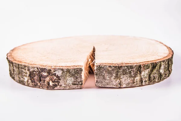 Trozo Madera Fresca Roble Sobre Fondo Blanco — Foto de Stock