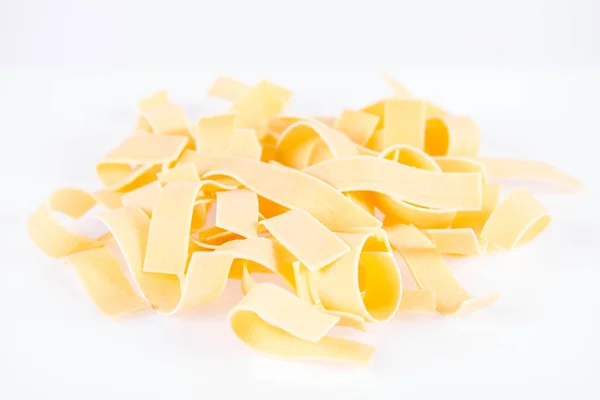 Raw Pappardelle Pasta White Background — Stock Photo, Image