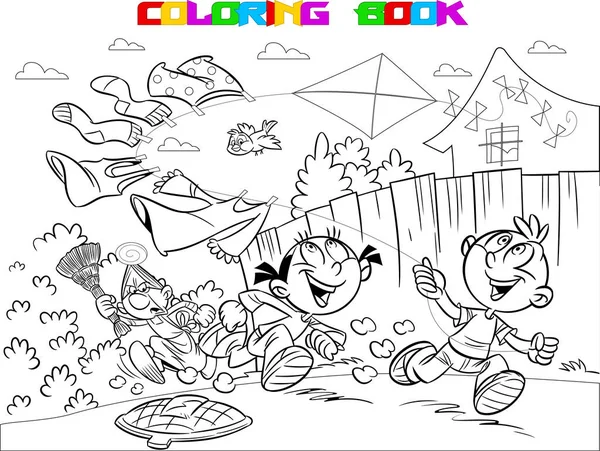 Book coloring children pranks — Stock Vector