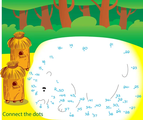 Puzzle avec un ours dans le rucher — Image vectorielle