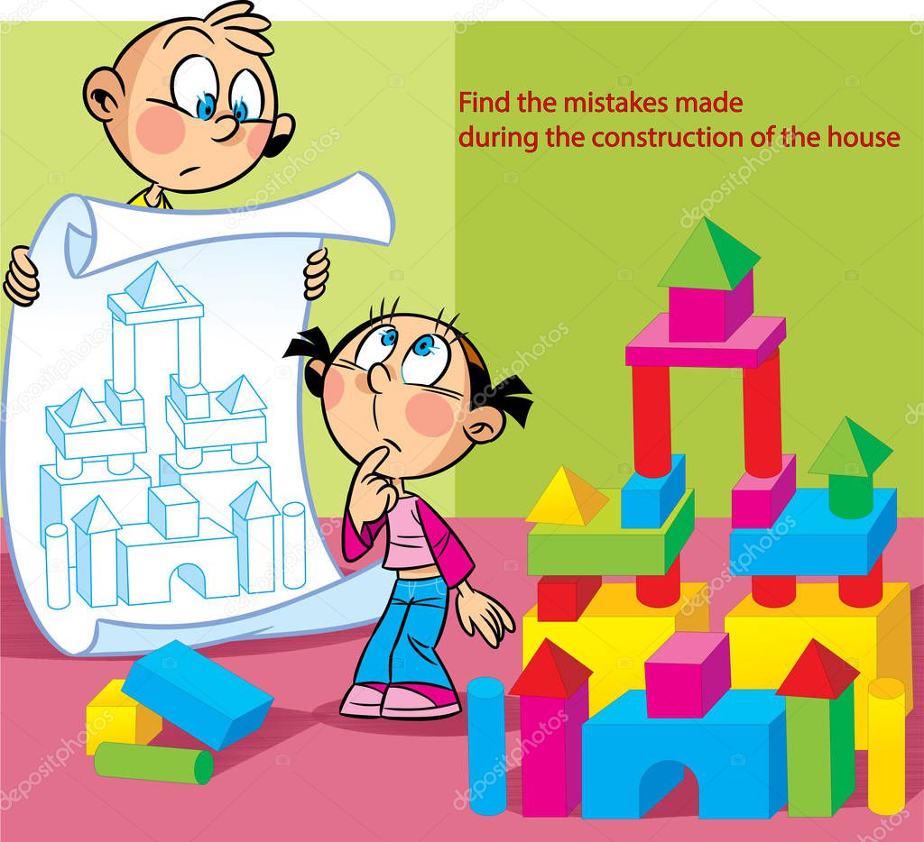 Puzzle in which children build a house