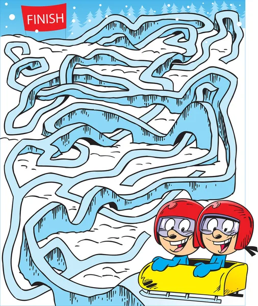 Vektorillustration Mit Einem Labyrinth Dem Notwendig Ist Kindern Auf Einem — Stockvektor