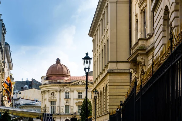 street view of downtown in Bucharest, Romanian