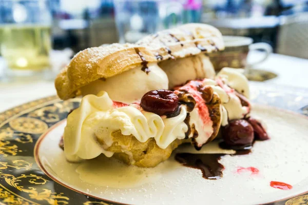 sponge fingers sugar biscuit with fresh cream